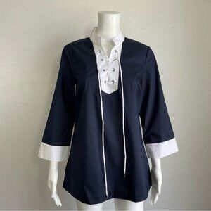 Brookes Brothers Lace Up Tunic in Navy - S